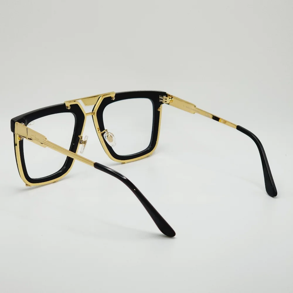 Cazal Rectangular Sunglasses 648-002 Black & Gold Frames.
